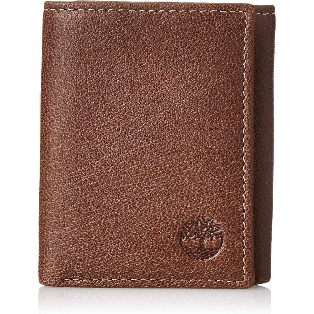 🆕Men's Brown Genuine Leather Blocking Imported Trifold Wallet